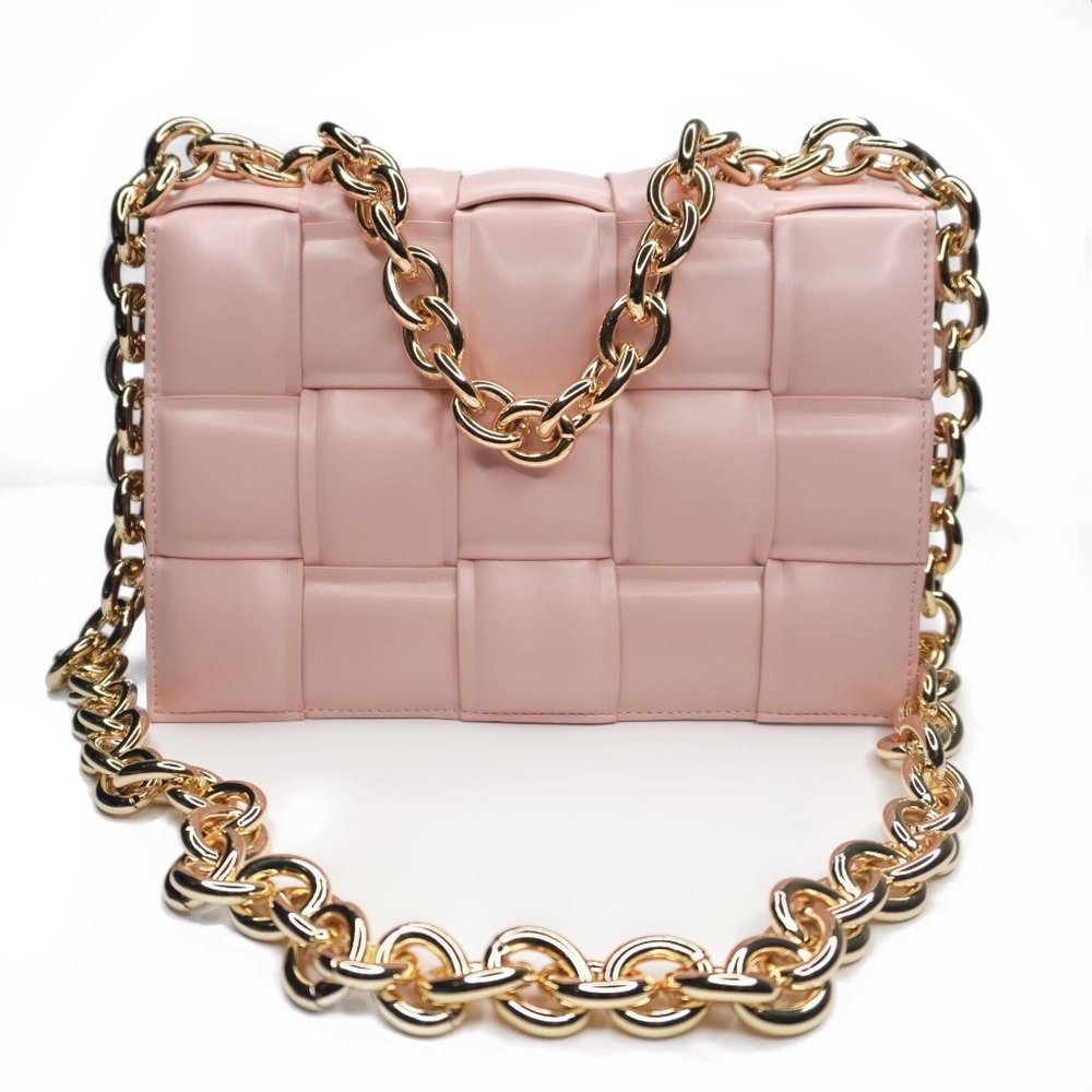 Bubblegum Pink Padded Crossbody Chain Bag - Picture 4 of 6